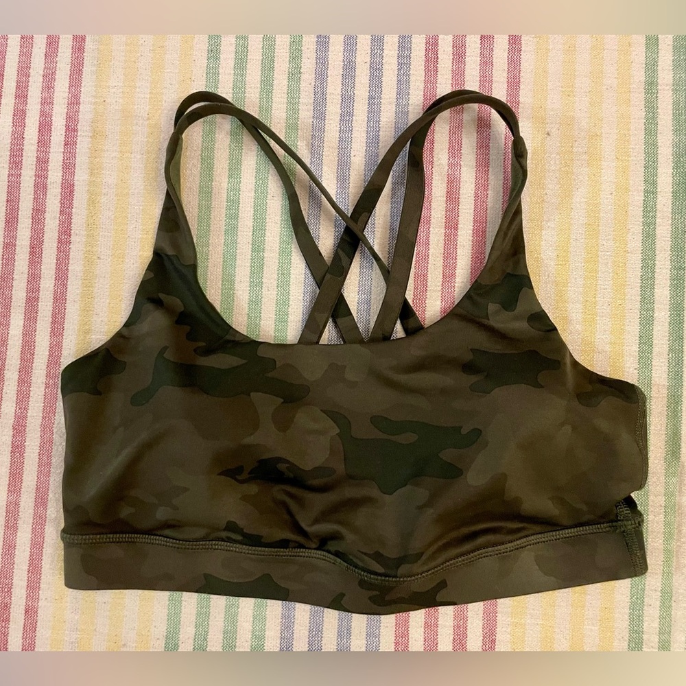 Lululemon Medium Support Camo Bra Top, Size 10- Good Condition, Lightly Used